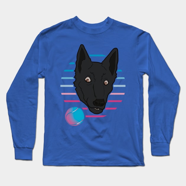 Retro Vaporwave Dog Long Sleeve T-Shirt by Character Alley